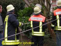 Baum auf Hausdach gestürzt