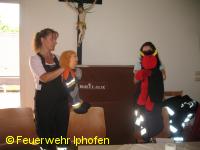 Die Handpuppen Fix und sein Feuerteufel in Aktion