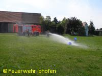 Der Klassiker und optimal bei 30 Grad: Wasserspritzen