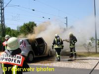 PKW-Brand am Bahnhof Iphofen