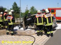 PKW-Brand am Bahnhof Iphofen