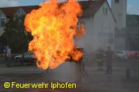 1. Station: Ablenken einer Flamme, damit der Gashahn abgedreht werden kann.